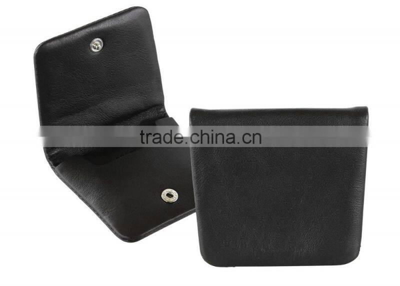 black soft calf leather pocket coin holder coin case coin pouch