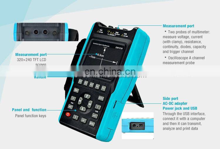 All-sun EM1230 Handheld Digital Storage Oscilloscope 25MHz 100M Sa/s Scope Meter with LED backlight stock in US