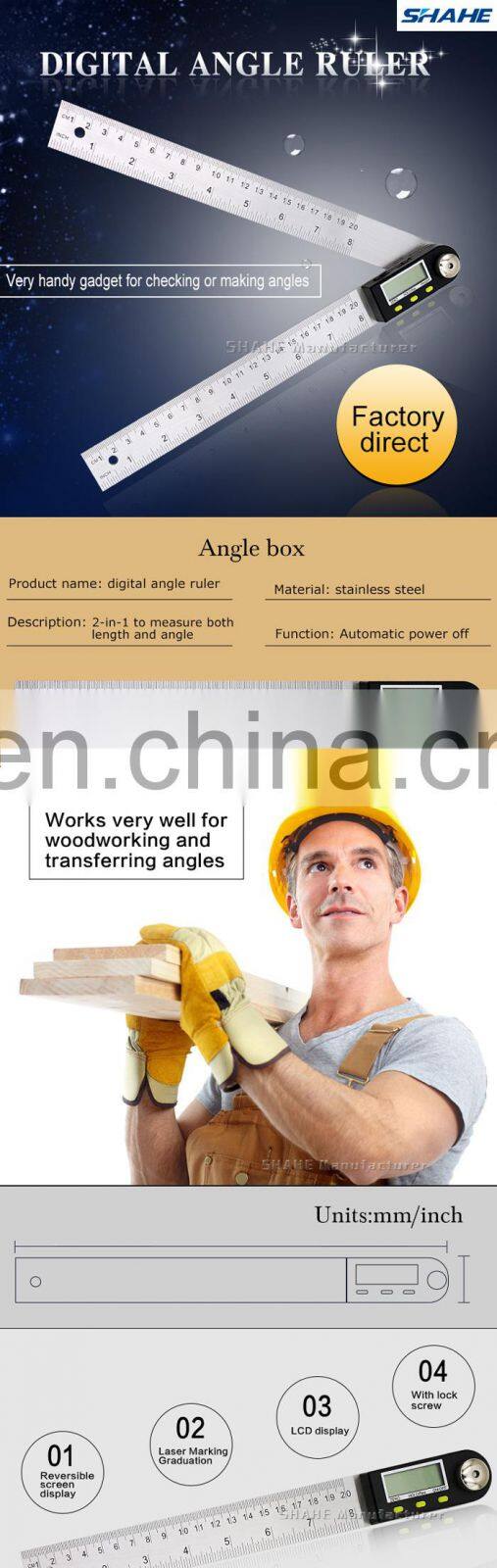 SHAHE Portable 200 mm Stainless Steel Angle Ruler Electron Goniometer Protractor Angle finder Digital Angle Gauge