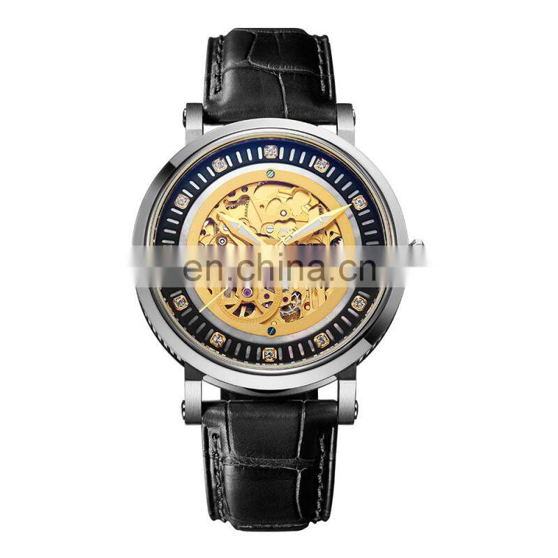 Utime Genuine Leather 10ATM Waterproof Automatic Luminous Mechanical Wristwatch Men Skeleton Mechanical Watch U0029G