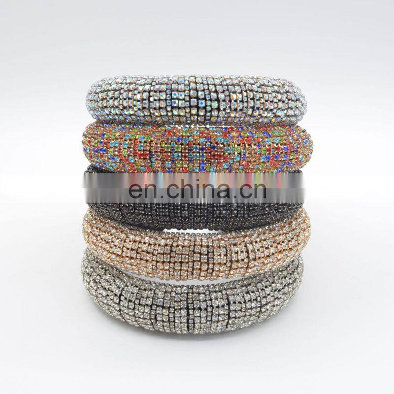 2022 Colorful Bling Bling Rhinestones Headbands For Womens Luxury Shiny Padded Diamond Crystal Hair Bands Party Hair Accessories
