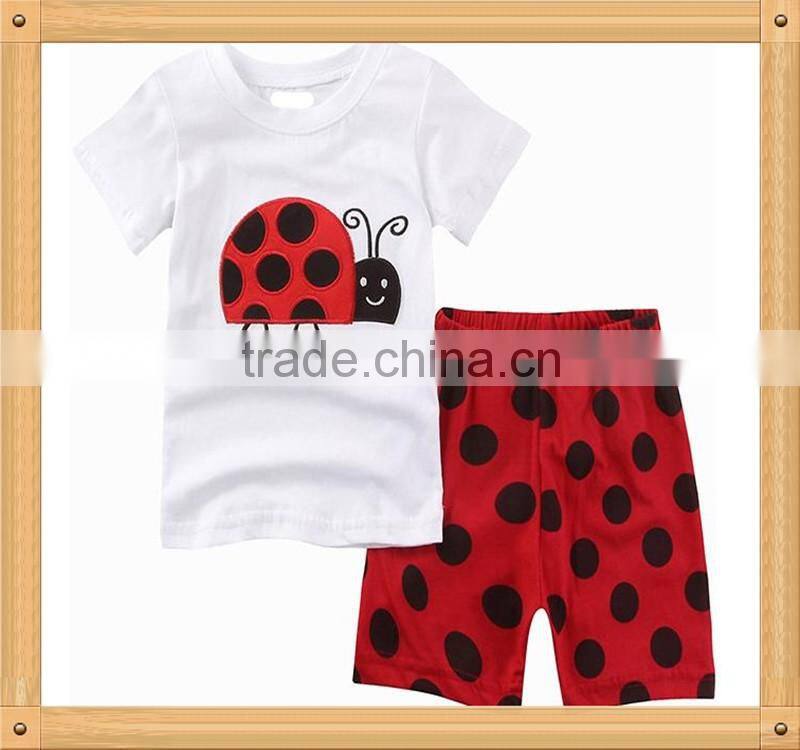 2016 Wholesale Children's Boutique Clothing For Baby Summer Sets With Cartoon Tu Printing