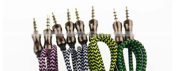 2016 new products Fabric Braided 3.5mm aux audio cable male to male for all kinds of electronics product alibaba express