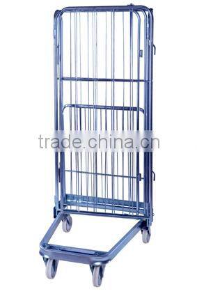 Supermarket warehouse folding cargo pallet trolley
