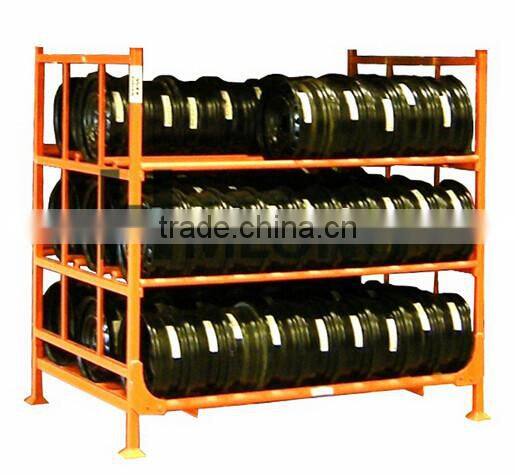 Powder coating folding metal mobile tire rack for sale
