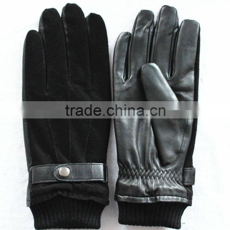 Top trendy leather gloves for men with pigsuede on the back