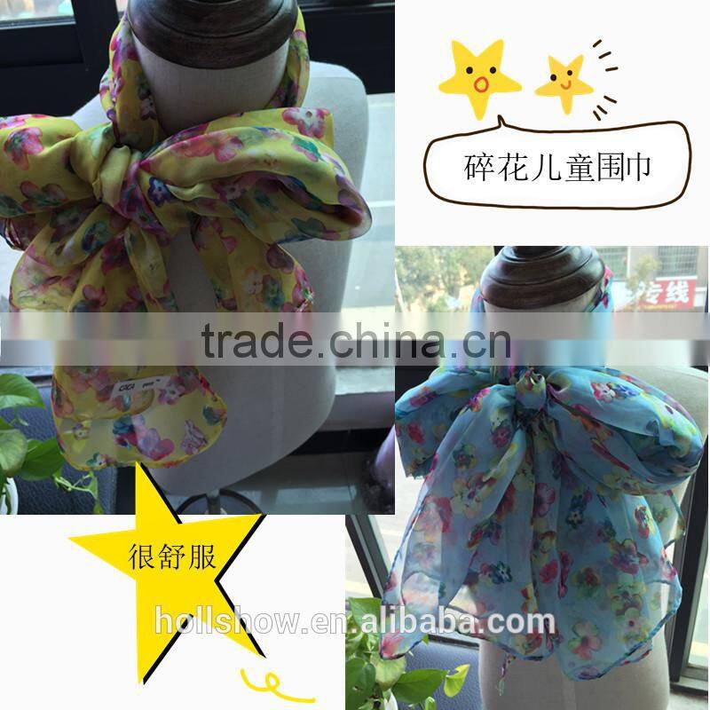 Hot Selling Charm Beautiful Small Flower Printed Polyester Long Fashion Girls Scarf