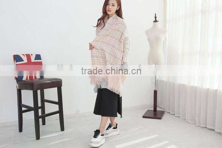 Newest Fringed Tassel Jacquard Checked Plaid Fashion Ladies Winter Wool Scarf