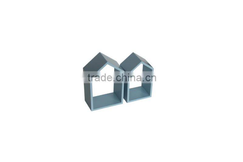 house shape wooden cube display mini wall shelf