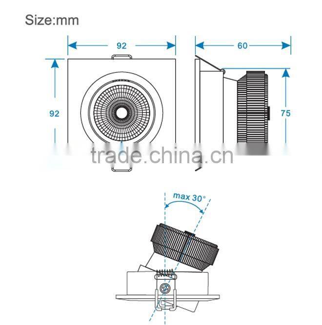 2016 new fashionable square LED downlight 6W
