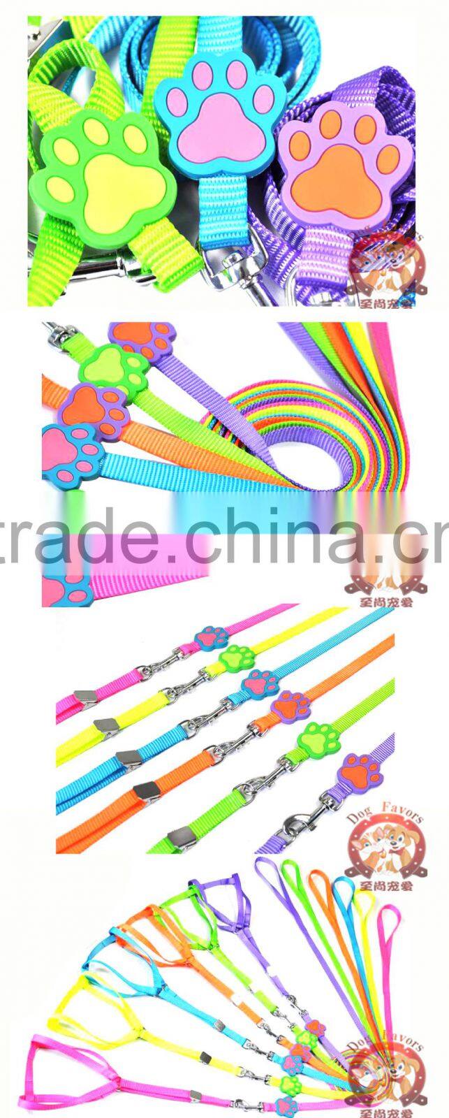 Quality Nylon Dog Leash and Dog Harness All in One, Fluorescent colors