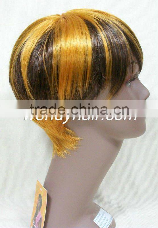 Synthetic wigs with bangs for small head