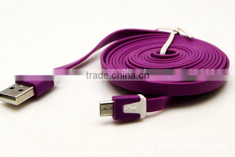 Flat Coloful micro usb cable,For Samsung usb 5pin cable