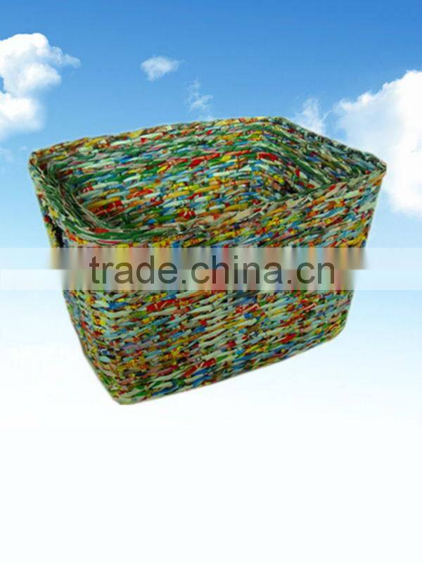 color newspaper woven basket / sundries storage basket/paper box