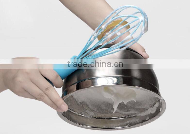 Hot sale rainbow silicone whisk with PP handle Silicone Kitchen Utensils for Blending, Whisking, Beating & Stirring