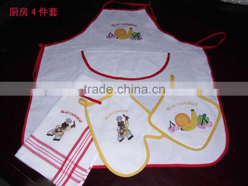 waffle embroidery apron set kitchen