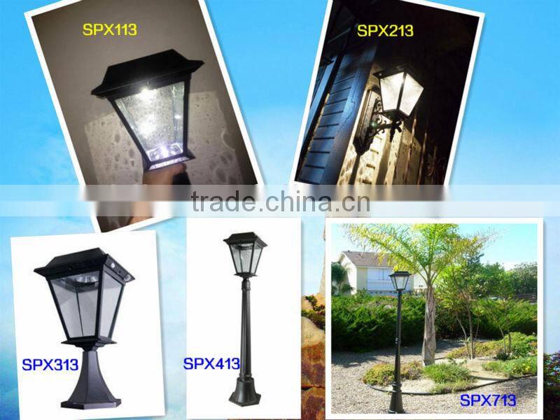 Stay On Whole Night 300 Lumen Post Mount Outdoor Black LED solar garden light