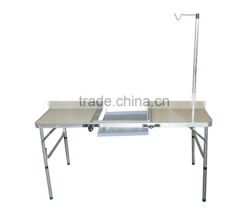 folding Barbecue BBQ Table with iron pan&lamp holder