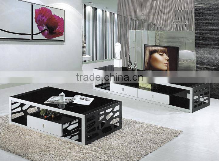 luxury home furnitures plasma tv glass table TV818