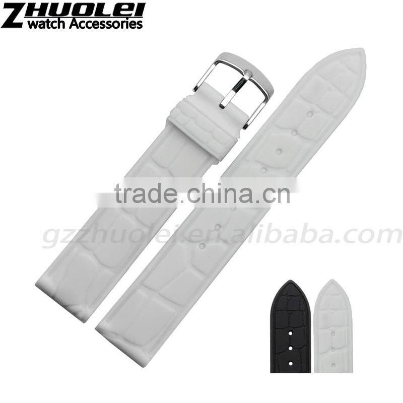 20mm waterproof black white rubber watch strap Wholesale 3PCS
