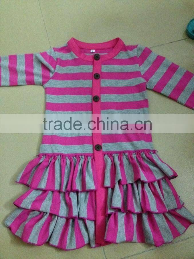 Classic Design Cute Baby Girl Cotton Cardigan 100% Cotton kids Long Sleeve Cardigan with Triple Ruffle