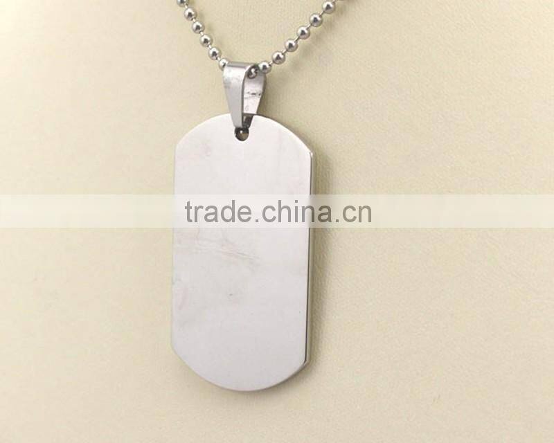 Smooth Plain Dog Tag Pendant Stainless Steel Necklace