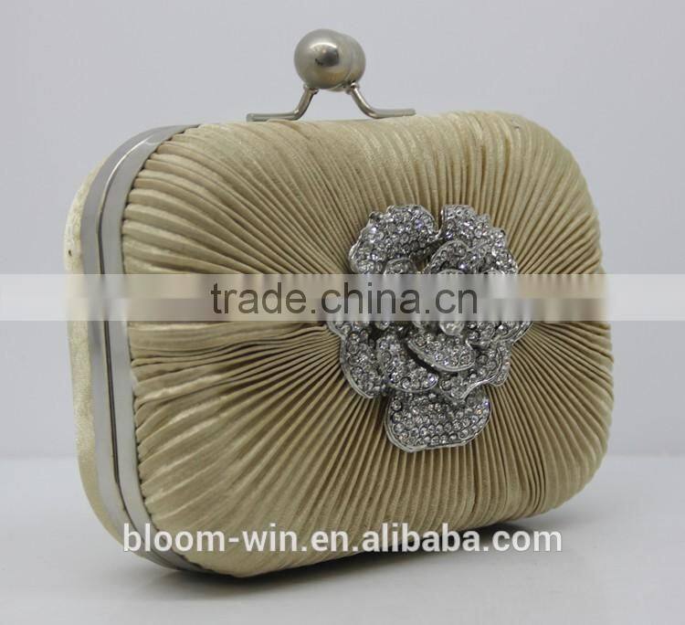 New Arrival Crystal Flower Silk Dinner Party Bags Elegant evening bag for women