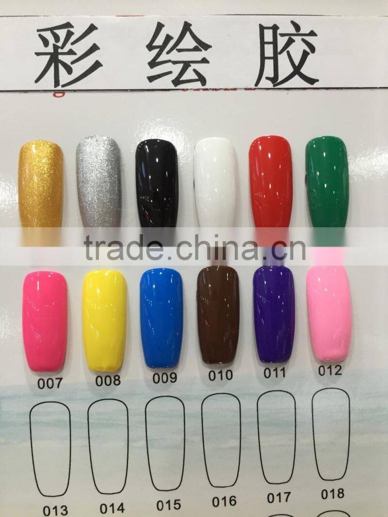 2015 fashion versatile uv gel nail polish 12 color soak off painting gel carving nail crystal powder