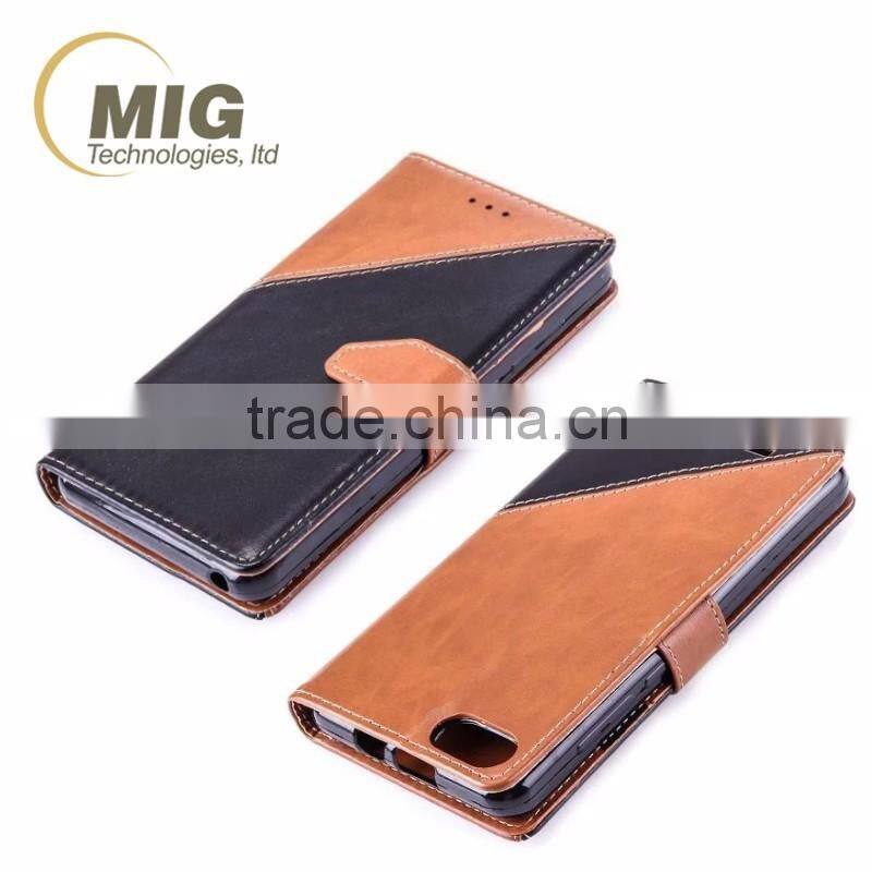 Double color PU wallet leather case with strap stand case with inside TPU phone case for iphone 6s 6s plus