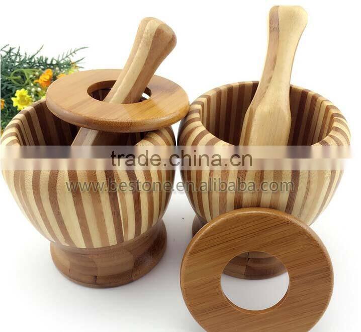 Custom Logo Bamboo Garlic Masher with Lid