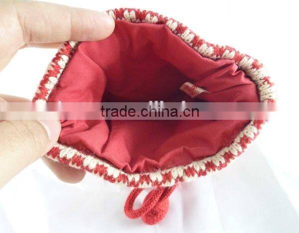 Knitted 13*13cm purse custom design 100% acrylic material coin purse for lady