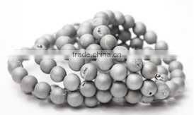 2015 Fall Winter Metallic Gold Beaded Bracelet with Oval Druzy Stone