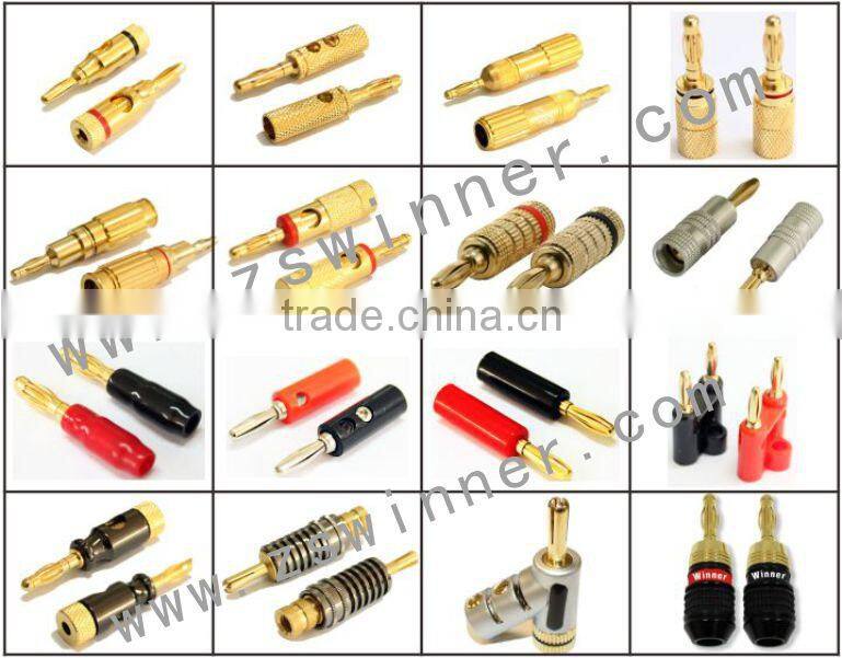 Double banana plug 24 Carat Gold-Plated in Red / Black Set