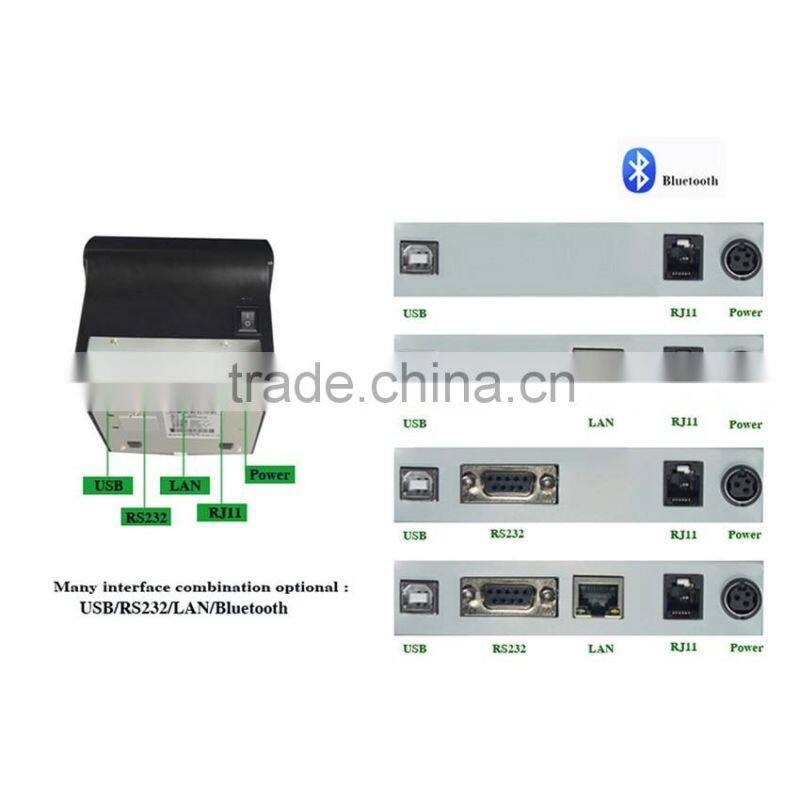 80mm Pos thermal receipt printer with auto-cutter/Serial+USB+Ethernet port