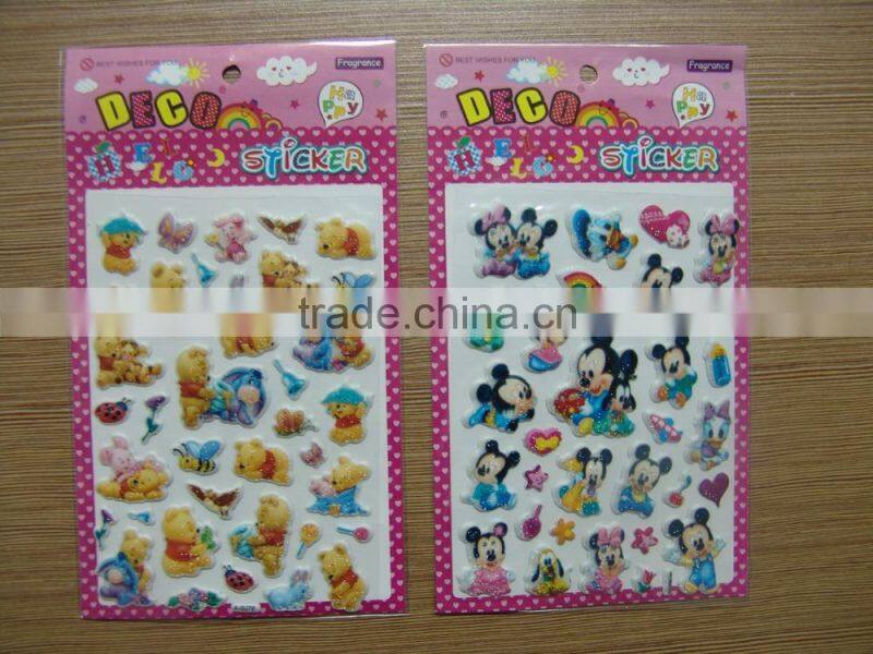 Supermarket Hot sale cheap kids cute puffy stickers/DIY decoration keyboard foam sticker