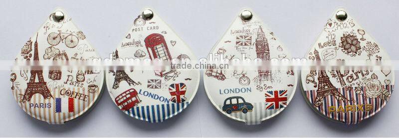 Tower pattern water-drop shape cosmetic mirror for wholesale,ME306