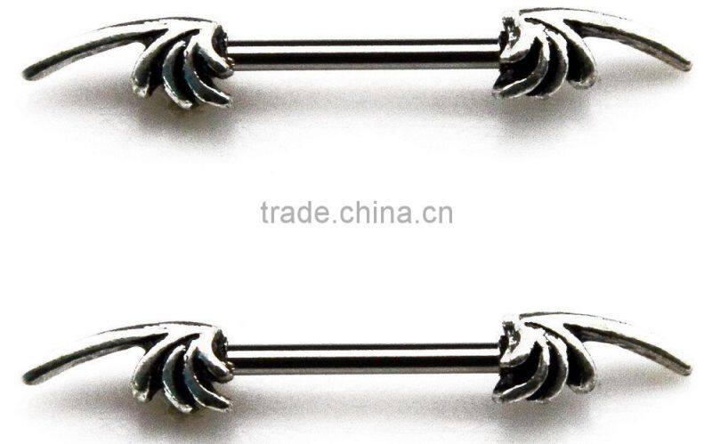 Bat Wings Nipple Shield Rings Barbell