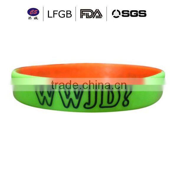 Silicone wrist band with country logo printed , factory direct supply cheap custom silicone bracelet
