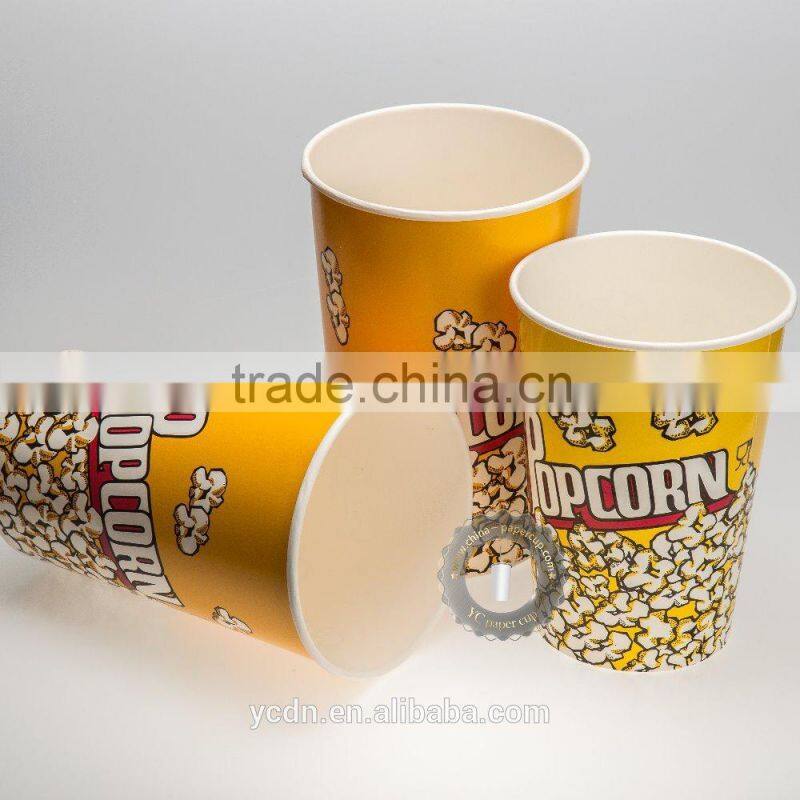 24oz disposable custom printed paper popcorn cup