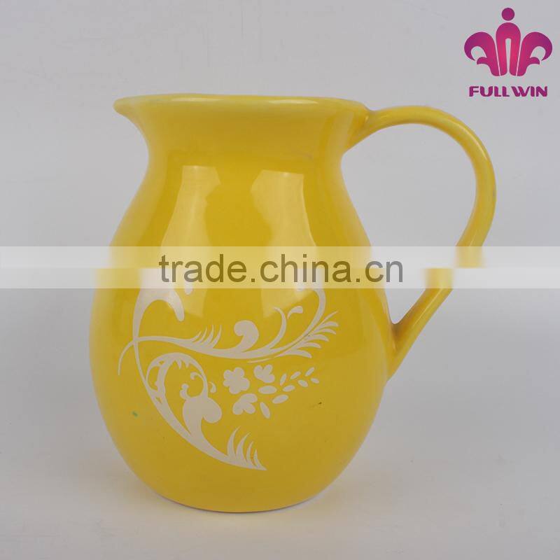 Ceramic Jug white,grey,yellow