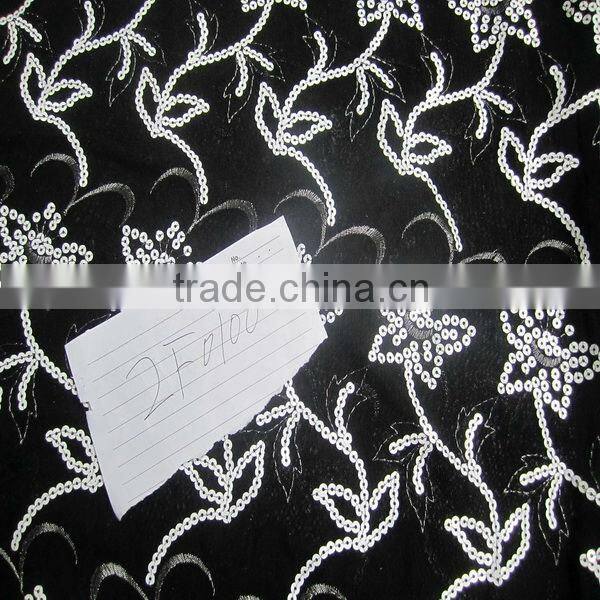 2017 Paris fashion shown 2MM sequinsc embroidery Fabric high quality Flower sequins chemical