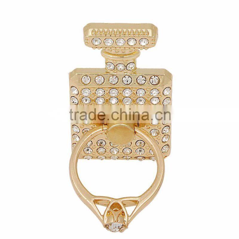 Samco Perfume Bottle Design Multi-Angle 360 Degree Rotating Handmade Crystal- 3D Alloy Portablering Ring Holder for Mobile Phone