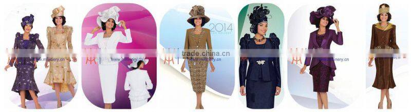 Women Black/White Fancy Church Suits With Matching Church Hat Wholesale