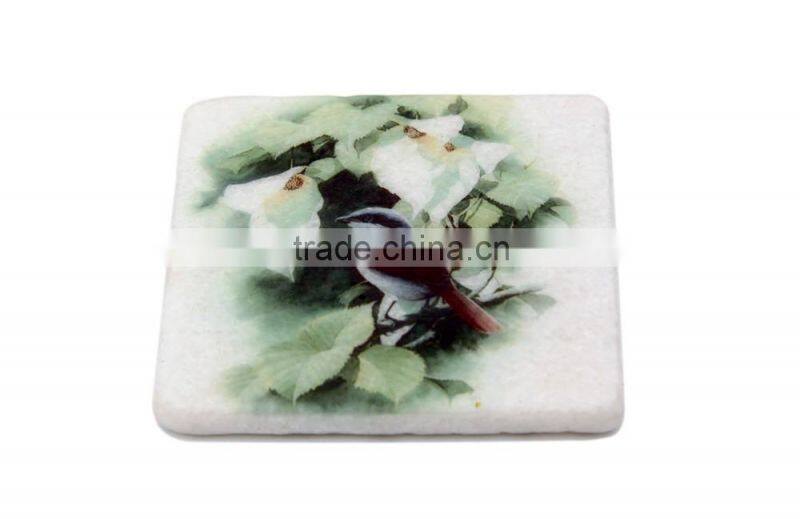 Eco-friendly marble coaster set with absorbent cork piece