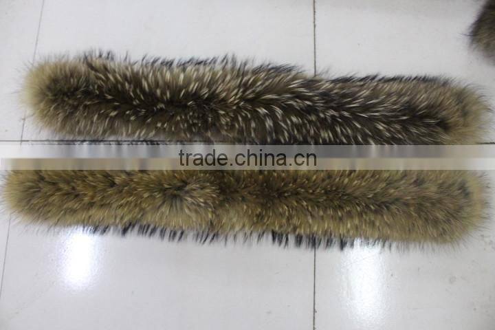 Wholesale natural Raccoon Fur Collar Coat Detachable /Scarf 80cm*17cm