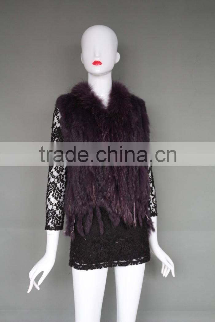 Rabbit Hooded Fur Cape /Shawl with Tassels for ladies