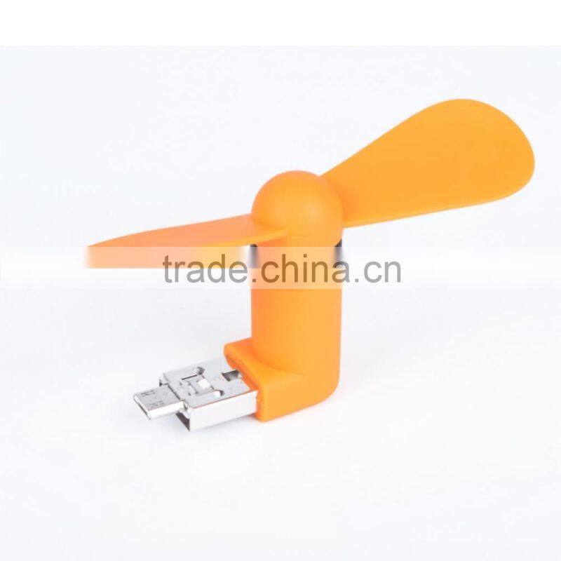Summer Android phone OTG small mini USB fan portable dual use blue, white, pink, green, orange, black optional
