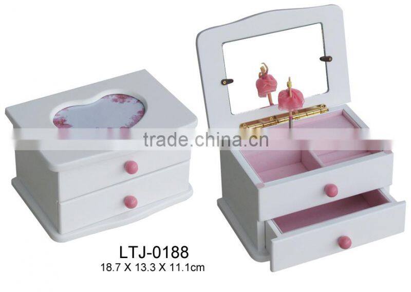 Beautiful handmade white wooden jewelry music box