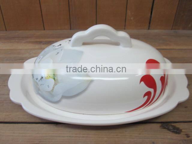 Ceramic Kitchen Serving Dish Tray with Wood Frame