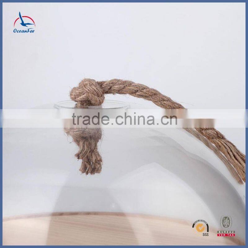 Factory Price Glass Dome Cake Stand Clear Glass Bell Jar With Wooden Base